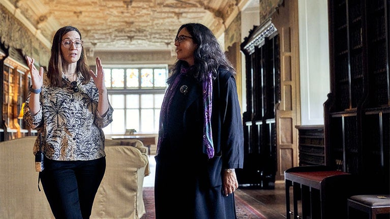 Heather and Omniya in the Long Gallery at Blickling Estate, 2024